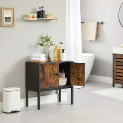 VASAGLE Meuble De Cuisine, Buffet Avec Portes, Armoire, Placard De Rangement, Cadre En Métal, 60 X 30 X 60 Cm, Style Industriel, Marron Rustique Et Noir Par SONGMICS LSC106B01 - Marron Rustique Et Noir -SONGMICS Soldes 32687735 3