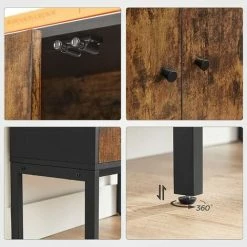 VASAGLE Meuble De Cuisine, Buffet Avec Portes, Armoire, Placard De Rangement, Cadre En Métal, 60 X 30 X 60 Cm, Style Industriel, Marron Rustique Et Noir Par SONGMICS LSC106B01 - Marron Rustique Et Noir -SONGMICS Soldes 32687735 4