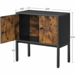 VASAGLE Meuble De Cuisine, Buffet Avec Portes, Armoire, Placard De Rangement, Cadre En Métal, 60 X 30 X 60 Cm, Style Industriel, Marron Rustique Et Noir Par SONGMICS LSC106B01 - Marron Rustique Et Noir -SONGMICS Soldes 32687735 5