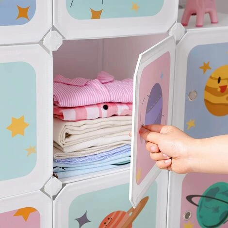 SONGMICS Meuble De Rangement Enfant 10 Cubes, Armoire Modulable Avec Portes, Étagère En Plastique, Pour Vêtements, Chaussures, Jouets, Sacs D'école, 123 X 31 X 123 Cm, Blanc LPC903W01 - Blanc 4 SONGMICS Meuble De Rangement Enfant 10 Cubes, Armoire Modulable Avec Portes, Étagère En Plastique, Pour Vêtements, Chaussures, Jouets, Sacs D'école, 123 X 31 X 123 Cm, Blanc LPC903W01 - Blanc – Image 2