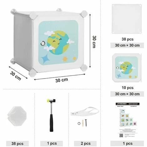 SONGMICS Meuble De Rangement Enfant 10 Cubes, Armoire Modulable Avec Portes, Étagère En Plastique, Pour Vêtements, Chaussures, Jouets, Sacs D'école, 123 X 31 X 123 Cm, Blanc LPC903W01 - Blanc 7 SONGMICS Meuble De Rangement Enfant 10 Cubes, Armoire Modulable Avec Portes, Étagère En Plastique, Pour Vêtements, Chaussures, Jouets, Sacs D'école, 123 X 31 X 123 Cm, Blanc LPC903W01 - Blanc – Image 5