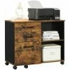VASAGLE Caisson 3 Tiroirs, Meuble Rangement Bureau Avec Compartiments Ouverts, Pour Format A4, Documents, Support D'imprimante, Style Industriel, Marron Rustique Et Noir Par SONGMICS OFC041B01 - Marron Rustique Et Noir -SONGMICS Soldes 32735723 1