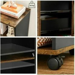 VASAGLE Caisson 3 Tiroirs, Meuble Rangement Bureau Avec Compartiments Ouverts, Pour Format A4, Documents, Support D'imprimante, Style Industriel, Marron Rustique Et Noir Par SONGMICS OFC041B01 - Marron Rustique Et Noir 10 VASAGLE Caisson 3 Tiroirs, Meuble Rangement Bureau Avec Compartiments Ouverts, Pour Format A4, Documents, Support D'imprimante, Style Industriel, Marron Rustique Et Noir Par SONGMICS OFC041B01 - Marron Rustique Et Noir -SONGMICS Soldes 32735723 4