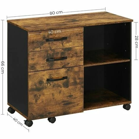 VASAGLE Caisson 3 Tiroirs, Meuble Rangement Bureau Avec Compartiments Ouverts, Pour Format A4, Documents, Support D'imprimante, Style Industriel, Marron Rustique Et Noir Par SONGMICS OFC041B01 - Marron Rustique Et Noir 7 VASAGLE Caisson 3 Tiroirs, Meuble Rangement Bureau Avec Compartiments Ouverts, Pour Format A4, Documents, Support D'imprimante, Style Industriel, Marron Rustique Et Noir Par SONGMICS OFC041B01 - Marron Rustique Et Noir – Image 5