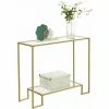 VASAGLE Table Console, Table D'entrée, 2 étagères En Verre Trempé, Cadre En Acier, 100 X 35 X 80 Cm, Pour Entrée, Couloir, Salon, Doré Par SONGMICS LGT023A01 - Doré -SONGMICS Soldes 32830221 1