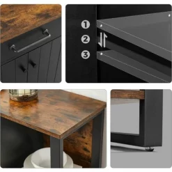 VASAGLE Meuble De Rangement, Placard De Cuisine, Buffet Avec Tiroir, Portes, Structure En Métal, Pour Salon, Salle à Manger, Couloir, Marron Rustique Et Noir Par SONGMICS LSC103B01 - Marron Rustique Et Noir -SONGMICS Soldes 33016399 4