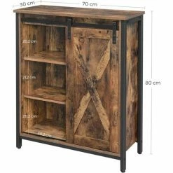 VASAGLE Meuble De Rangement, Buffet, Armoire, Placard, étagères Réglables, Porte Coulissante, Cadre En Acier, Pour L'entrée, Salon, Bureau, Cuisine, Style Industriel, Marron Rustique Et Noir Par SONGMICS LSC88BX - Marron Rustique Et Noir -SONGMICS Soldes 33016400 5