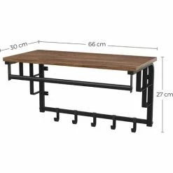 VASAGLE Portemanteau Mural Avec étagère De Rangement, Étagère Murale Avec 5 Crochets Amovibles, Étagère Suspendue Avec Tringle, Pour Entrée, Chambre, Salon, Marron Noisette Et Noir Par SONGMICS LCR012B03 - Marron Noisette Et Noir -SONGMICS Soldes 33047125 5