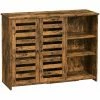 VASAGLE Meuble De Rangement, Buffet, Avec Placard 2 Portes Persiennes, étagères Réglables, 3 Compartiments Ouverts, Pour Salle à Manger, Salon, Cuisine, 100 X 35 X 75 Cm, Marron Rustique Par SONGMICS LBF004X01 - Marron Rustique -SONGMICS Soldes 33093982 1