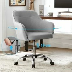 SONGMICS Fauteuil De Bureau, Chaise Pivotante Confortable, Siège Ergonomique, Réglable En Hauteur, Charge 120 Kg, Cadre En Acier, Tissu Imitation Lin, Pour Bureau, Gris Clair OBG019G02 -SONGMICS Soldes 33635465 3