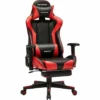 SONGMICS Fauteuil Gamer, Chaise Gaming, Siège De Bureau Ergonomique, Repose-pieds Télescopique, Accoudoirs Réglables, Dossier Inclinable De 90° à 135°, Pivotant, Charge 150 Kg, Noir Et Rouge RCG016B01 - Noir Et Rouge -SONGMICS Soldes 34699682 1