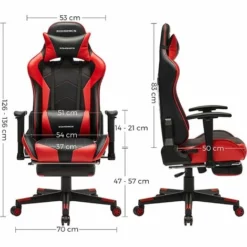 SONGMICS Fauteuil Gamer, Chaise Gaming, Siège De Bureau Ergonomique, Repose-pieds Télescopique, Accoudoirs Réglables, Dossier Inclinable De 90° à 135°, Pivotant, Charge 150 Kg, Noir Et Rouge RCG016B01 - Noir Et Rouge -SONGMICS Soldes 34699682 5