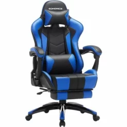 SONGMICS Fauteuil Gamer, Chaise Gaming, Siège De Bureau Ergonomique, Repose-pieds Télescopique, Dossier Réglable De 90° à 135°, Accoudoirs Synchronisés, Charge 150 Kg, Noir Et Bleu RCG026B01 - Noir Et Bleu