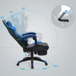 SONGMICS Fauteuil Gamer, Chaise Gaming, Siège De Bureau Ergonomique, Repose-pieds Télescopique, Dossier Réglable De 90° à 135°, Accoudoirs Synchronisés, Charge 150 Kg, Noir Et Bleu RCG026B01 - Noir Et Bleu -SONGMICS Soldes 34699937 3