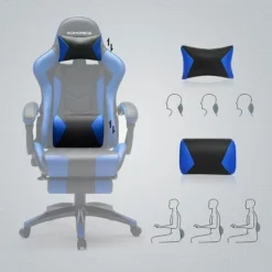 SONGMICS Fauteuil Gamer, Chaise Gaming, Siège De Bureau Ergonomique, Repose-pieds Télescopique, Dossier Réglable De 90° à 135°, Accoudoirs Synchronisés, Charge 150 Kg, Noir Et Bleu RCG026B01 - Noir Et Bleu -SONGMICS Soldes 34699937 4