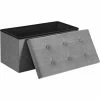 SONGMICS Banc De Rangement, 80L, Coffre, Boîte, Pouf, Pliable, En Tissu Façon Lin, Charge 300 Kg, Pour Salon, Chambre, Couloir, Gris Clair LSF001G02 - Gris Clair -SONGMICS Soldes 35562001 1