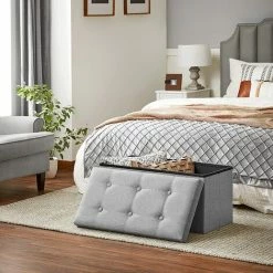 SONGMICS Banc De Rangement, 80L, Coffre, Boîte, Pouf, Pliable, En Tissu Façon Lin, Charge 300 Kg, Pour Salon, Chambre, Couloir, Gris Clair LSF001G02 - Gris Clair 8 SONGMICS Banc De Rangement, 80L, Coffre, Boîte, Pouf, Pliable, En Tissu Façon Lin, Charge 300 Kg, Pour Salon, Chambre, Couloir, Gris Clair LSF001G02 - Gris Clair -SONGMICS Soldes 35562001 2