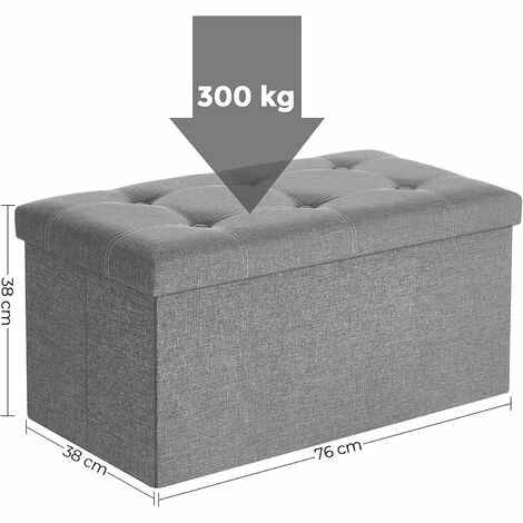 SONGMICS Banc De Rangement, 80L, Coffre, Boîte, Pouf, Pliable, En Tissu Façon Lin, Charge 300 Kg, Pour Salon, Chambre, Couloir, Gris Clair LSF001G02 - Gris Clair 7 SONGMICS Banc De Rangement, 80L, Coffre, Boîte, Pouf, Pliable, En Tissu Façon Lin, Charge 300 Kg, Pour Salon, Chambre, Couloir, Gris Clair LSF001G02 - Gris Clair – Image 5