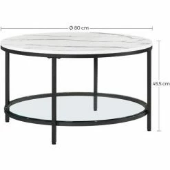 VASAGLE Table Basse, Table De Salon, Table Canapé Apéro, Façon Marbre, Support En Verre Trempé, Facile à Assembler, Pour Salon, Style Moderne, Blanc Marbré Et Noir LCT071B13 Par SONGMICS - Blanc Marbré Et Noir -SONGMICS Soldes 35654906 5