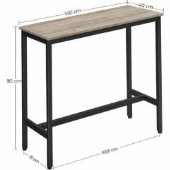 SONGMICS VASAGLE Table De Bar, Table Haute Fine, Table De Cuisine, Table De Salle à Manger, Avec Cadre Métallique Robuste, 100 X 40 X 90 Cm, Montage Facile, Style Industriel, Grège Et Noir LBT010B02 -SONGMICS Soldes 35852646 5