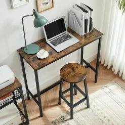 VASAGLE Ensemble De Table Et Tabourets Hauts, Table De Cuisine Avec 2 Chaises De Bar, Pour Salle à Manger, Cadre En Acier, Style Industriel, Marron Rustique Et Noir Par SONGMICS LBT219B01 - Marron Rustique Et Noir -SONGMICS Soldes 36889406 3