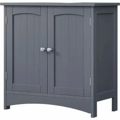 VASAGLE Meuble Sous Lavabo, Meuble De Salle De Bain, Placard De Rangement, 2 Portes Battantes, 1 étagère Réglable, Espace De Rangement, Sur Pied, Style Cottage, Gris Par SONGMICS BBC001G01
