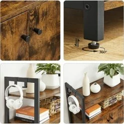 VASAGLE Meuble De Salle De Bain, Placard De Rangement, Armoire, Buffet, Avec Compartiments Fermés Et étagère, Cadre En Acier, Pour Cuisine, Salon, Entrée, Chambre, Marron Rustique, Noir Par SONGMICS LSC602B01 - Marron Rustique Et Noir -SONGMICS Soldes 37423115 4