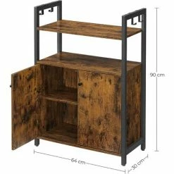 VASAGLE Meuble De Salle De Bain, Placard De Rangement, Armoire, Buffet, Avec Compartiments Fermés Et étagère, Cadre En Acier, Pour Cuisine, Salon, Entrée, Chambre, Marron Rustique, Noir Par SONGMICS LSC602B01 - Marron Rustique Et Noir -SONGMICS Soldes 37423115 5