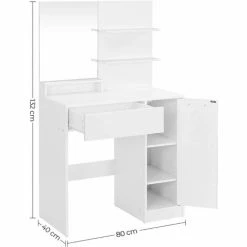VASAGLE Coiffeuse, Table De Maquillage, Avec Miroir, 1 Tiroir, 2 étagères, Placard De Rangement, Organisateur De Maquillage, Blanc Par SONGMICS RDT119W01 - Blanc -SONGMICS Soldes 37627226 5