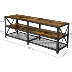 SONGMICS VASAGLE Meuble TV, Support TV Pour Télévision Jusqu'à 70 Pouces, Table De Salon, Avec étagères De Rangement, Cadre En Acier, Pour Salon, Chambre, Marron Rustique Et Noir LTV095B01 - Marron Rustique Et Noir -SONGMICS Soldes 38291443 5