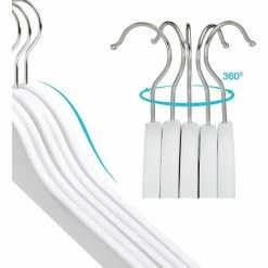 SONGMICS Cintres Pour Enfant En Bois, Lot De 20, Avec Encoches Et Barre, Antiglisse, Avec Encoches Pivotantes à 360°, Longueur 35 Cm, Blanc CRW06W-20 - Blanc -SONGMICS Soldes 39453941 3