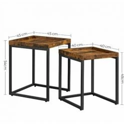 SONGMICS VASAGLE Lot De 2 Tables Gigognes, Table Basse, 45 X 45 X 54 Cm, 40 X 40 X 48 Cm, Style Industriel, Marron Rustique, Noir LNT222B01 - Noir -SONGMICS Soldes 39509509 5