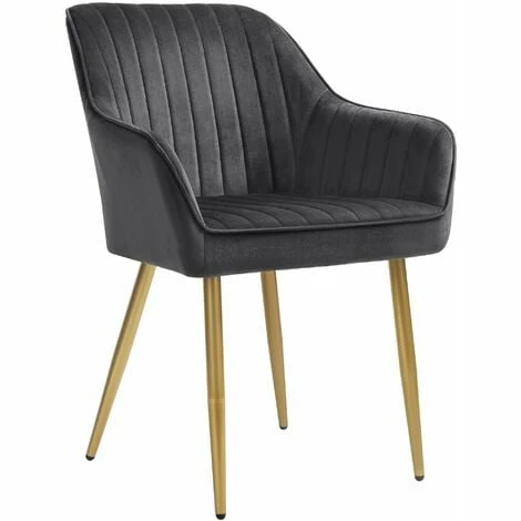 SONGMICS Chaise De Salle à Manger, Fauteuil, Siège Rembourrée, Avec Accoudoirs, Largeur D’assise 49 Cm, Pieds En Métal, Revêtement En Velours, Charge 110 Kg, Pour Salon, Chambre, Gris LDC077G01 - Gris 3 SONGMICS Chaise De Salle à Manger, Fauteuil, Siège Rembourrée, Avec Accoudoirs, Largeur D’assise 49 Cm, Pieds En Métal, Revêtement En Velours, Charge 110 Kg, Pour Salon, Chambre, Gris LDC077G01 - Gris