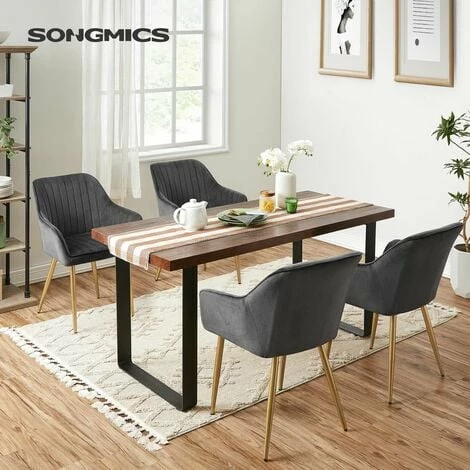 SONGMICS Chaise De Salle à Manger, Fauteuil, Siège Rembourrée, Avec Accoudoirs, Largeur D’assise 49 Cm, Pieds En Métal, Revêtement En Velours, Charge 110 Kg, Pour Salon, Chambre, Gris LDC077G01 - Gris 4 SONGMICS Chaise De Salle à Manger, Fauteuil, Siège Rembourrée, Avec Accoudoirs, Largeur D’assise 49 Cm, Pieds En Métal, Revêtement En Velours, Charge 110 Kg, Pour Salon, Chambre, Gris LDC077G01 - Gris – Image 2