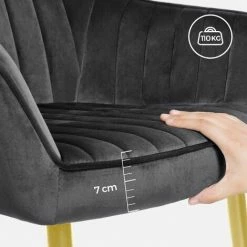 SONGMICS Chaise De Salle à Manger, Fauteuil, Siège Rembourrée, Avec Accoudoirs, Largeur D’assise 49 Cm, Pieds En Métal, Revêtement En Velours, Charge 110 Kg, Pour Salon, Chambre, Gris LDC077G01 - Gris 10 SONGMICS Chaise De Salle à Manger, Fauteuil, Siège Rembourrée, Avec Accoudoirs, Largeur D’assise 49 Cm, Pieds En Métal, Revêtement En Velours, Charge 110 Kg, Pour Salon, Chambre, Gris LDC077G01 - Gris -SONGMICS Soldes 42180501 4