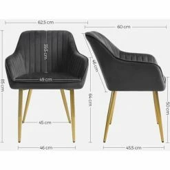 SONGMICS Chaise De Salle à Manger, Fauteuil, Siège Rembourrée, Avec Accoudoirs, Largeur D’assise 49 Cm, Pieds En Métal, Revêtement En Velours, Charge 110 Kg, Pour Salon, Chambre, Gris LDC077G01 - Gris 11 SONGMICS Chaise De Salle à Manger, Fauteuil, Siège Rembourrée, Avec Accoudoirs, Largeur D’assise 49 Cm, Pieds En Métal, Revêtement En Velours, Charge 110 Kg, Pour Salon, Chambre, Gris LDC077G01 - Gris -SONGMICS Soldes 42180501 5