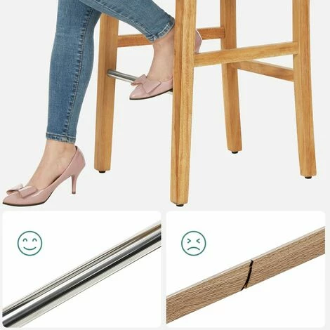 SONGMICS Lot De 2 Chaises De Bar, Tabourets Hauts, Sièges De Cuisine, Hauteur D'Assise 76 Cm, Avec Repose-Pieds En Métal Et Dossier, Pieds En Bois, Tissu En Coton-Lin, Gris LDC036G01 - Gris 6 SONGMICS Lot De 2 Chaises De Bar, Tabourets Hauts, Sièges De Cuisine, Hauteur D'Assise 76 Cm, Avec Repose-Pieds En Métal Et Dossier, Pieds En Bois, Tissu En Coton-Lin, Gris LDC036G01 - Gris – Image 4