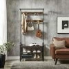 SONGMICS VASAGLE Portemanteau, Vestiaire, Meuble D’Entrée, Avec Crochets Amovible, Banc Et Étagère à Chaussures, Longueur 84 Cm, Cadre En Métal, Style Industriel,Marron Rustique Et Noir HSR400B01 - Marron Rustique Et Noir