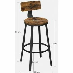 SONGMICS VASAGLE Lot De 2, Chaises De Bar, Tabourets Hauts, Avec Dossier, Siège De Cuisine, Cadre En Acier, Montage Facile, Siège De 73,2 Cm De Haut, Style Industriel, Marron Rustique Et Noir LBC026B01V1 - Marron Rustique Et Noir -SONGMICS Soldes 42826095 5