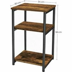 SONGMICS VASAGLE Petite Table D'appoint, Table De Chevet, Table De Nuit Avec 2 étagères De Rangement, Tour Avec Cadre En Acier, Pour Salon, Chambre, Style Industriel, Marron Rustique Et Noir LET273B01 - Marron Rustique Et Noir -SONGMICS Soldes 43178689 5