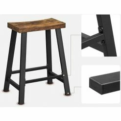 SONGMICS VASAGLE Tabourets De Cuisine Avec Siège Incurvé, Lot De 2, Chaises De Bar, Sièges De 60 Cm De Haut, Pour Cuisine, Salle à Manger, Bureau, Style Industriel, Marron Rustique Et Noir LBC074B01 - Marron Rustique Et Noir -SONGMICS Soldes 43248852 4