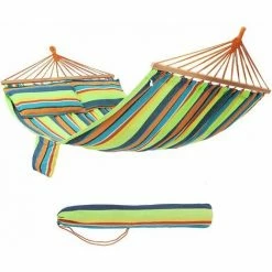 SONGMICS Hamac 210 X 150cm Chaise Avec 2 Oreillers Charge Maxi 300kg GDC22Q - Strieux Vert-orange