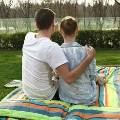 SONGMICS Hamac 210 X 150cm Chaise Avec 2 Oreillers Charge Maxi 300kg GDC22Q - Strieux Vert-orange -SONGMICS Soldes 4327295 3