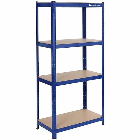 SONGMICS Strong Etagère De Rangement 160 X 80 X 40cm Charge Lourde Acier Resistant Clipsable Avec MDF 4 Tablettes, Capacité De 520kg, GLR44Q 2 SONGMICS Strong Etagère De Rangement 160 X 80 X 40cm Charge Lourde Acier Resistant Clipsable Avec MDF 4 Tablettes, Capacité De 520kg, GLR44Q