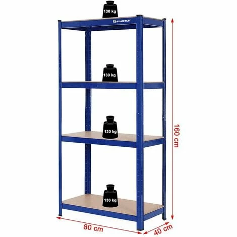 SONGMICS Strong Etagère De Rangement 160 X 80 X 40cm Charge Lourde Acier Resistant Clipsable Avec MDF 4 Tablettes, Capacité De 520kg, GLR44Q 6 SONGMICS Strong Etagère De Rangement 160 X 80 X 40cm Charge Lourde Acier Resistant Clipsable Avec MDF 4 Tablettes, Capacité De 520kg, GLR44Q – Image 5