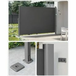 SONGMICS Alu Store Latéral 300 X 160cm Auvent Rétractable Extérieur Brise Vue Pour Terrasse Certifié Par TÜV SÜD 280 G/m² Polyester Anthracite GSA160G - Anthracite -SONGMICS Soldes 4327359 3
