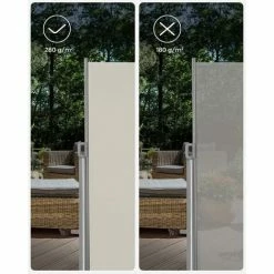 SONGMICS Store Latéral 350 X 180cm Abri Soleil Paravent Extérieur Rétractable Extérieur Brise Vue Pour Terrasse 280 G/m² Polyester Beige GSA185E - Beige -SONGMICS Soldes 4327362 4