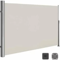 SONGMICS Alu Store Latéral 300 X 200cm Auvent Rétractable Extérieur Brise Vue Pour Terrasse 280 G/m² Polyester GSA200E - Beige