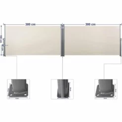 SONGMICS Store Latéral Abri Soleil 160 X 600cm Latéral Rétractable Extérieur Brise Vue Pour Terrasse Certifié Par TÜV SÜD Beige GSA320E - Beige -SONGMICS Soldes 4327368 5