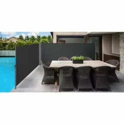SONGMICS Store Latéral Abri Soleil 180 X 600cm Latéral Rétractable Extérieur Brise Vue Pour Terrasse Certifié Par TÜV SÜD Gris GSA360G - Anthracite -SONGMICS Soldes 4327370 3